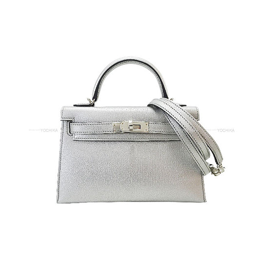 HERMES Shoulder bag Kelly mini 2 Kelly20 Argente (Metallic Silver) Chevre Chamkila Silver HW Stamp K[BRAND NEW][Authentic]