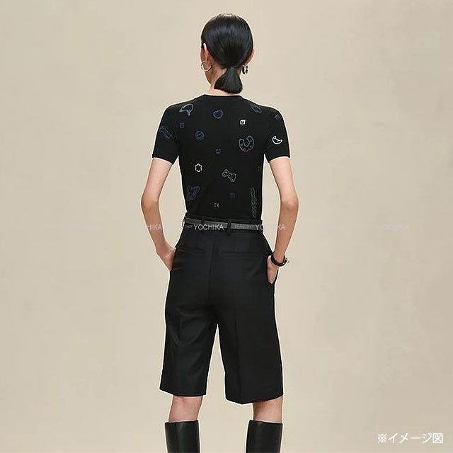 2025 AW HERMES Knit Short Sleeve Candy Libris Motif Noir (Black) Wool/Nylon/Polyurethane #34 5H2635D3[BRAND NEW][Authentic]