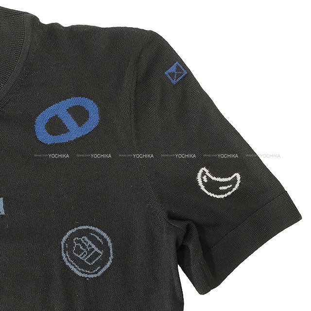 2025 AW HERMES Knit Short Sleeve Candy Libris Motif Noir (Black) Wool/Nylon/Polyurethane #34 5H2635D3[BRAND NEW][Authentic]