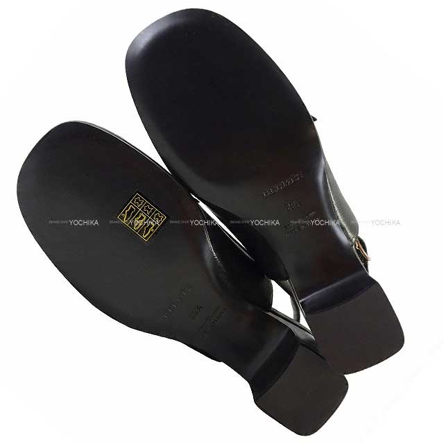 HERMES pumps Anfini 50 square toe Slingback Noir (Black) Chevre Mysore #35.5 Silver HW[EXCELLENT][Authentic]