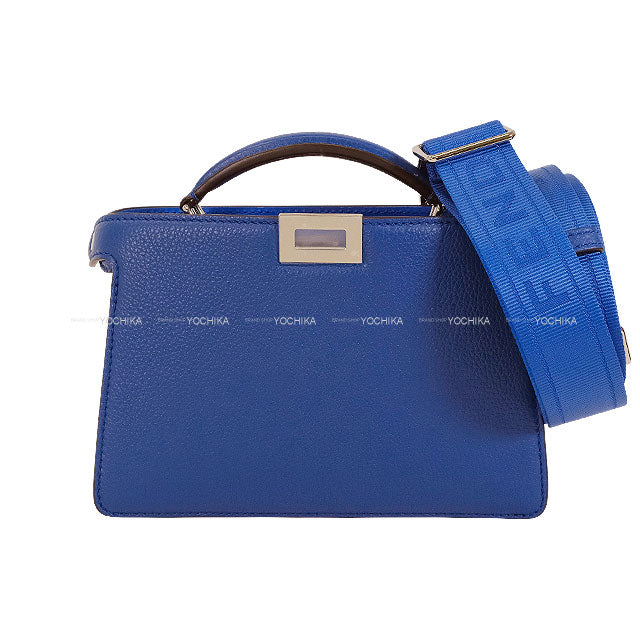 FENDI Handbag Peekaboo I See You X-Cross Blue Royal Calf leather Silver HW 7VA582-AMA3-F1Q18[EXCELLENT][Authentic]