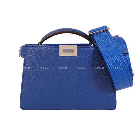 FENDI Handbag Peekaboo I See You X-Cross Blue Royal Calf leather Silver HW 7VA582-AMA3-F1Q18[EXCELLENT][Authentic]