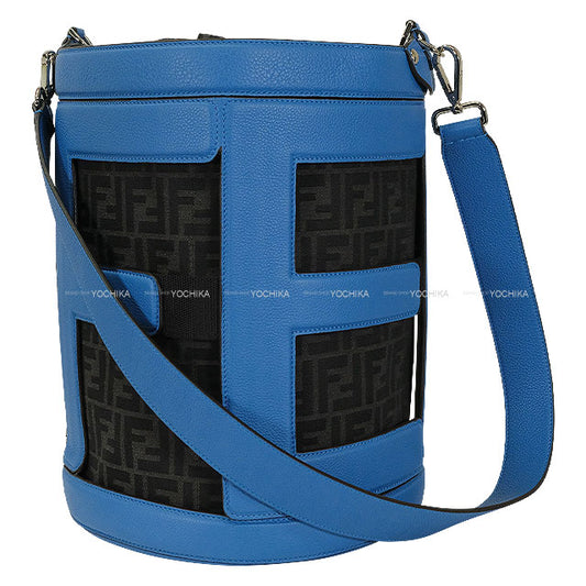 2024AW FENDI Handbag Bucket Fabric Zucca Pattern 2Way Fiordaliso Blue Calf leather/Fabric Silver HW 7VA589AMAH[EXCELLENT][Authentic]
