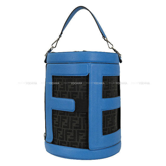 2024AW FENDI Handbag Bucket Fabric Zucca Pattern 2Way Fiordaliso Blue Calf leather/Fabric Silver HW 7VA589AMAH[EXCELLENT][Authentic]