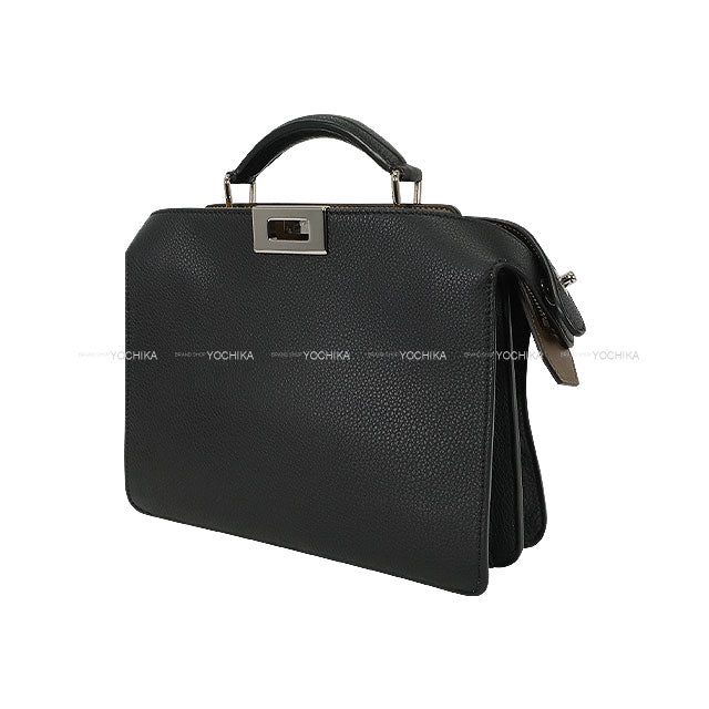 [Pre-loved] FENDI Handbag Peekaboo I See You Mini Small Noir (Black)/Brown/Yellow Calf leather Silver HW 7VA530[LIKE NEW][Authentic]