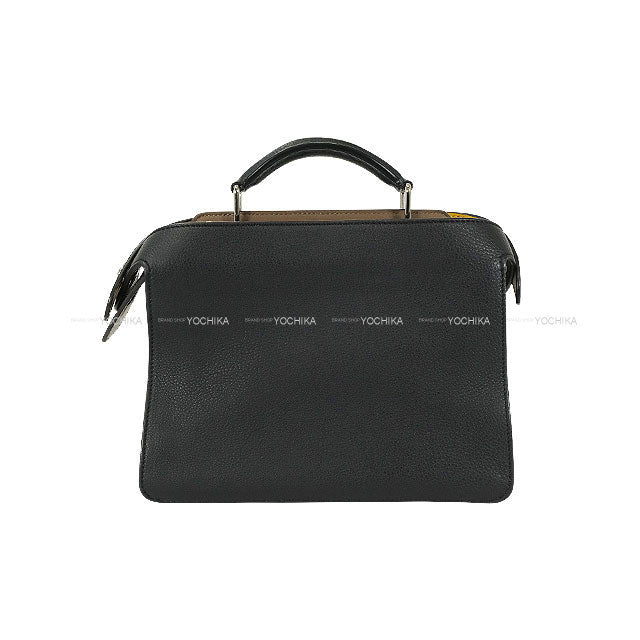 [Pre-loved] FENDI Handbag Peekaboo I See You Mini Small Noir (Black)/Brown/Yellow Calf leather Silver HW 7VA530[LIKE NEW][Authentic]