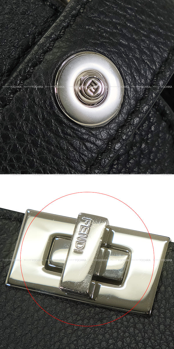 [Pre-loved] FENDI Handbag Peekaboo I See You Mini Small Noir (Black)/Brown/Yellow Calf leather Silver HW 7VA530[LIKE NEW][Authentic]