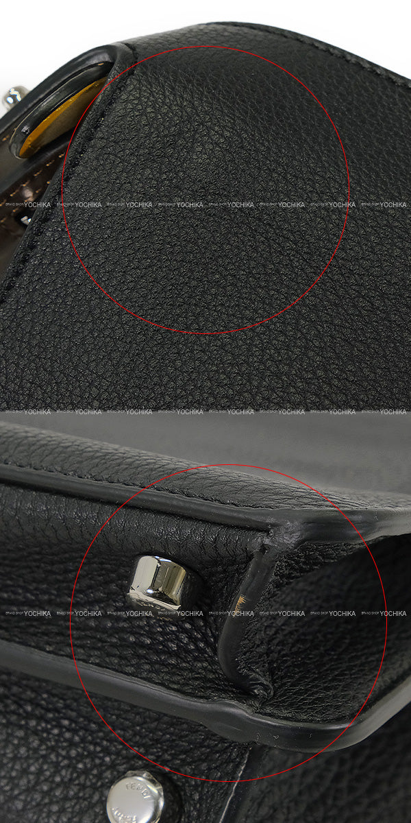 [Pre-loved] FENDI Handbag Peekaboo I See You Mini Small Noir (Black)/Brown/Yellow Calf leather Silver HW 7VA530[LIKE NEW][Authentic]