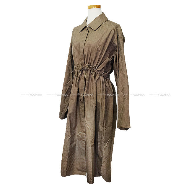2026SS HERMES One‐piece dress Shirt Dress Mosaic Motif Grey/Etoupe Cotton100% #40[EXCELLENT][Authentic]