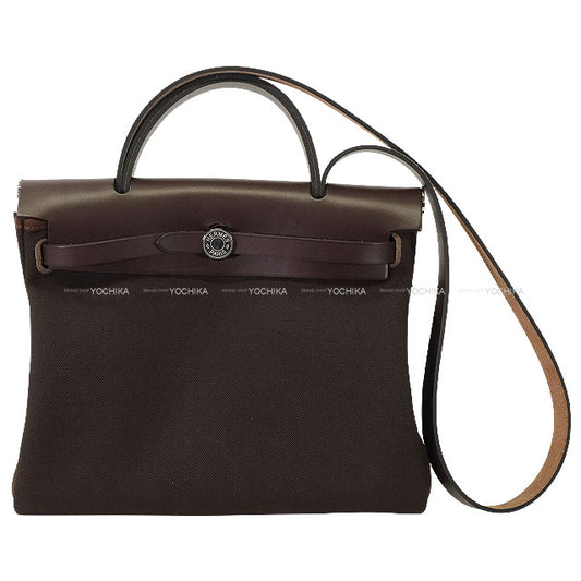 HERMES Shoulder bag HerBag Zip 31 PM Ebene Vache Hunter/Toile Militaire Silver HW Stamp K[BRAND NEW][Authentic]
