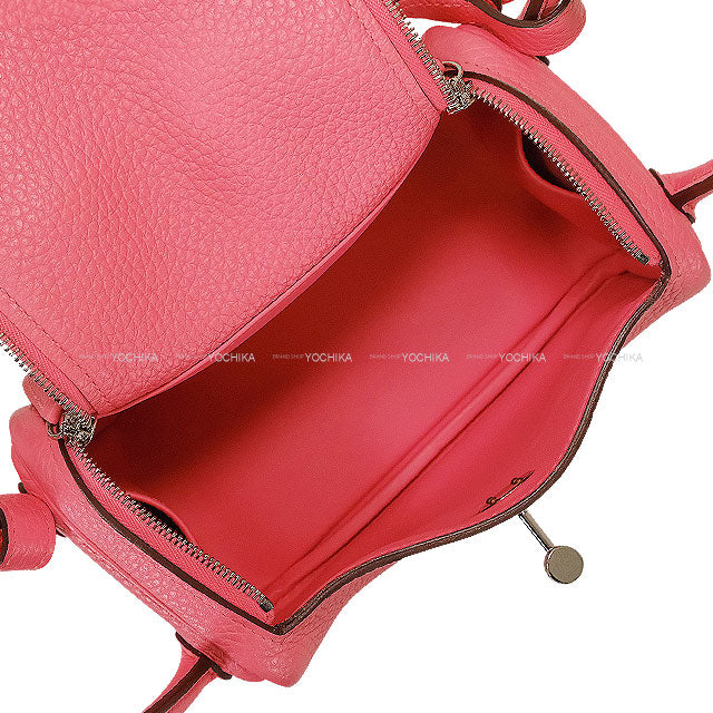 [Pre-loved] HERMES Shoulder bag Lindy mini 20 Rose Azalee Taurillon Clemence Silver HW Stamp Z[USED SA][Authentic]