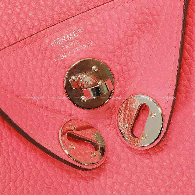 [Pre-loved] HERMES Shoulder bag Lindy mini 20 Rose Azalee Taurillon Clemence Silver HW Stamp Z[USED SA][Authentic]