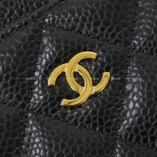 [Pre-loved] CHANEL card holder Classic Matelasse COCO Mark Noir (Black)/Bordeaux Graind Calf(Caviarskin) Gold HW AP0213[LIKE NEW][Authentic]