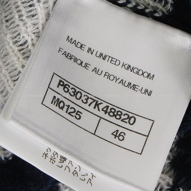 [Pre-loved] 20P CHANEL Knit Womens Long Sleeve COCO Mark Clover Navy/Blanc (White) Cashmere/Cotton #46 P63037[LIKE NEW][Authentic]