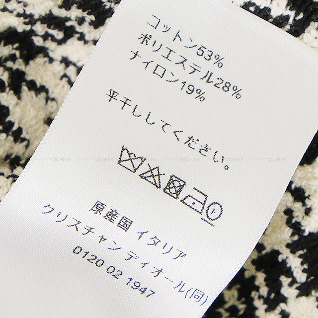 Dior One‐piece dress Short Sleeve Houndstooth Pearl Button Noir (Black)/Blanc (White) Cotton/Polyester/Nylon #44 354R14AM324[EXCELLENT][Authentic]