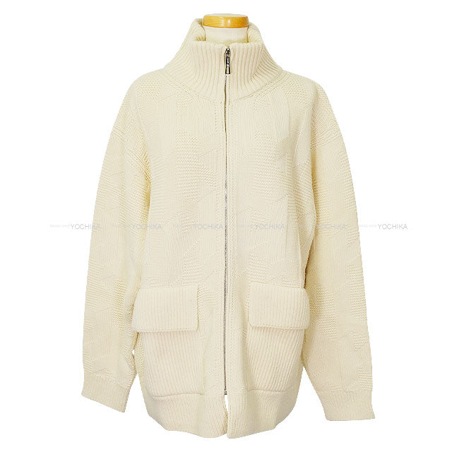 2024 HERMES Blouson Women's zip-up jacket with pockets Ecru Wool100% #42 4E2226D3[EXCELLENT][Authentic]