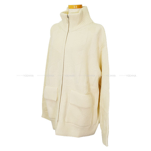 2024 HERMES Blouson Women's zip-up jacket with pockets Ecru Wool100% #42 4E2226D3[EXCELLENT][Authentic]