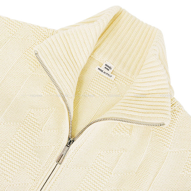 2024 HERMES Blouson Women's zip-up jacket with pockets Ecru Wool100% #42 4E2226D3[EXCELLENT][Authentic]