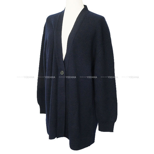 2024AW HERMES Cardigan Women's One Button VoyageMarine Cashmere100% #40 4E2702D1[EXCELLENT][Authentic]