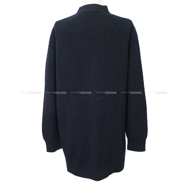 2024AW HERMES Cardigan Women's One Button VoyageMarine Cashmere100% #40 4E2702D1[EXCELLENT][Authentic]