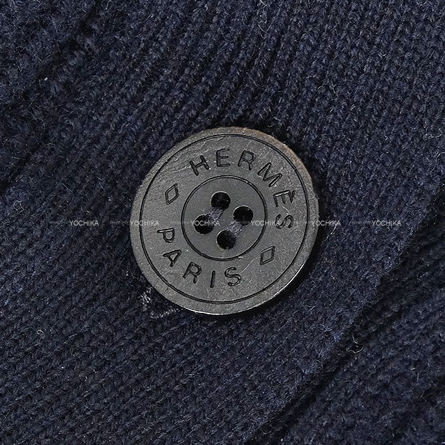 2024AW HERMES Cardigan Women's One Button VoyageMarine Cashmere100% #40 4E2702D1[EXCELLENT][Authentic]