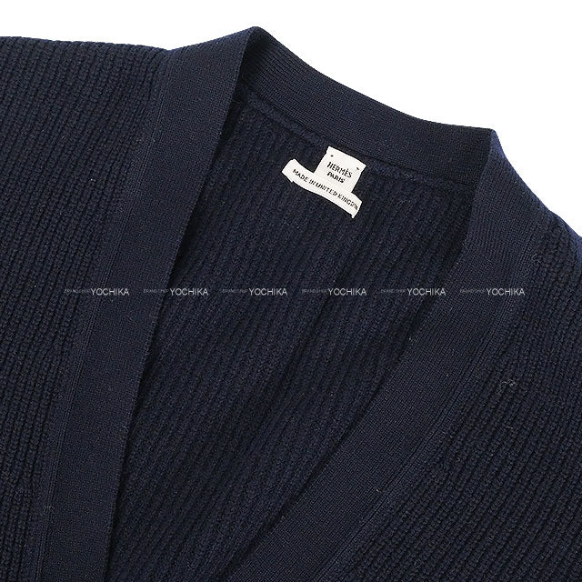 2024AW HERMES Cardigan Women's One Button VoyageMarine Cashmere100% #40 4E2702D1[EXCELLENT][Authentic]