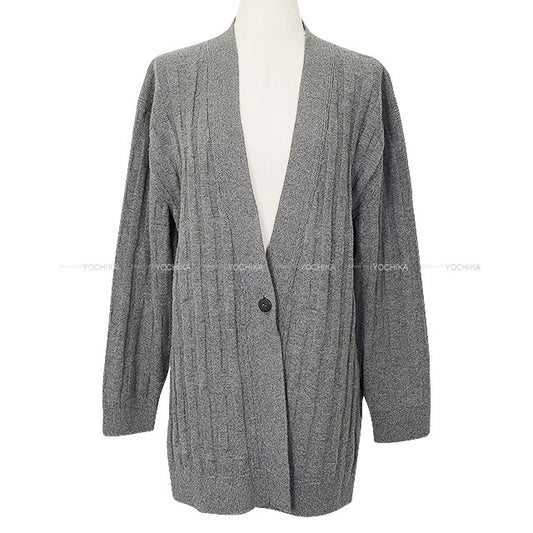 [Pre-loved] 2021AW HERMES Cardigan Women's One Button Voyage Grey Wool100% #38[LIKE NEW][Authentic]