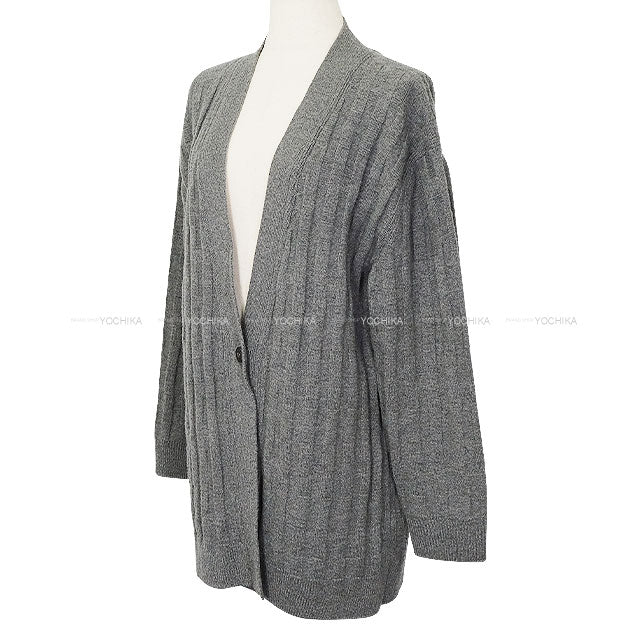 [Pre-loved] 2021AW HERMES Cardigan Women's One Button Voyage Grey Wool100% #38[LIKE NEW][Authentic]