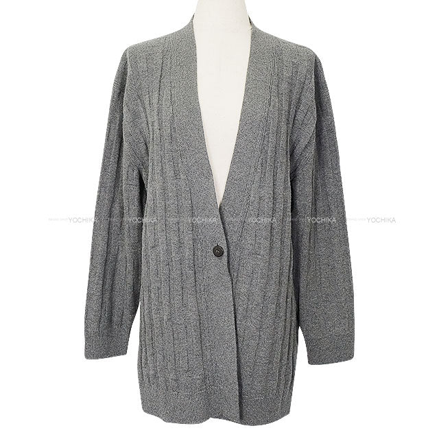 [Pre-loved] 2021AW HERMES Cardigan Women's One Button Voyage Grey Wool100% #38[LIKE NEW][Authentic]
