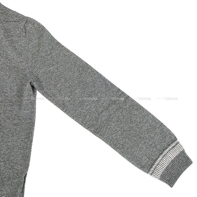 [Pre-loved] 2016AW HERMES Sweater Women's V-neck H Embroidery Grey Wool100% #42[LIKE NEW][Authentic]
