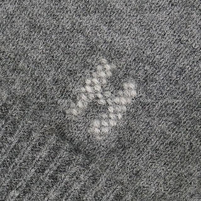 [Pre-loved] 2016AW HERMES Sweater Women's V-neck H Embroidery Grey Wool100% #42[LIKE NEW][Authentic]