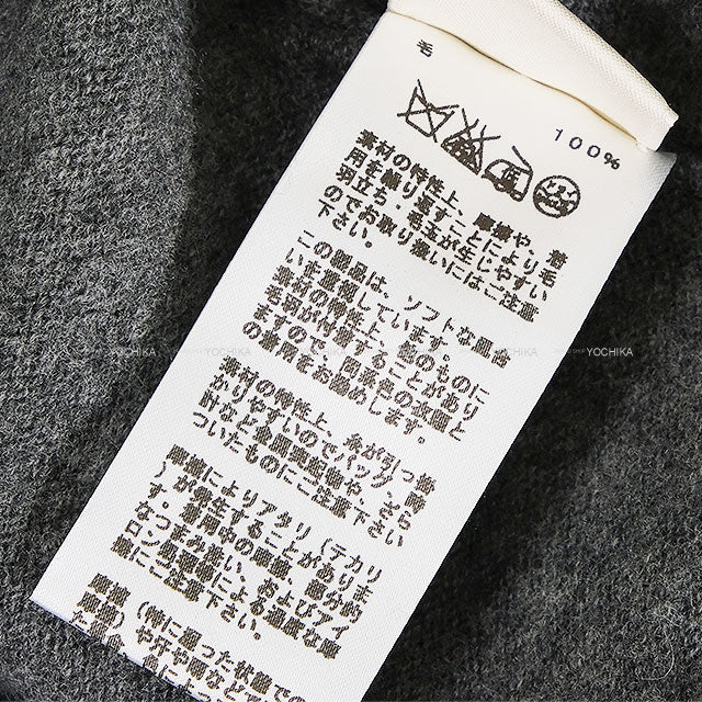[Pre-loved] 2016AW HERMES Sweater Women's V-neck H Embroidery Grey Wool100% #42[LIKE NEW][Authentic]
