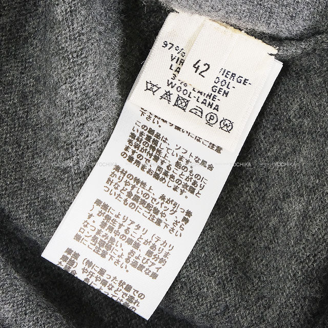 [Pre-loved] 2016AW HERMES Sweater Women's V-neck H Embroidery Grey Wool100% #42[LIKE NEW][Authentic]