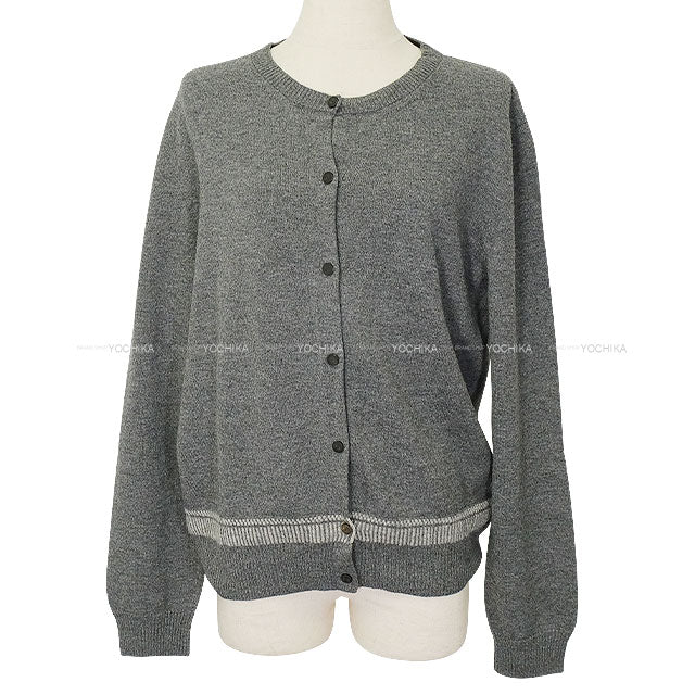 [Pre-loved] 2016AW HERMES Cardigan H Embroidery Grey Wool #42[LIKE NEW][Authentic]