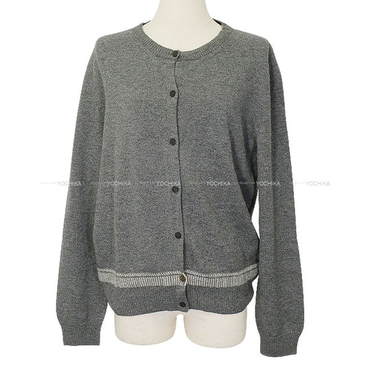 [Pre-loved] 2016AW HERMES Cardigan H Embroidery Grey Wool #42[LIKE NEW][Authentic]