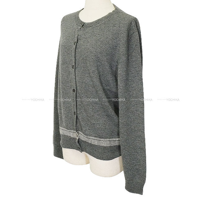 [Pre-loved] 2016AW HERMES Cardigan H Embroidery Grey Wool #42[LIKE NEW][Authentic]