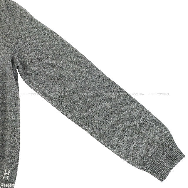 [Pre-loved] 2016AW HERMES Cardigan H Embroidery Grey Wool #42[LIKE NEW][Authentic]