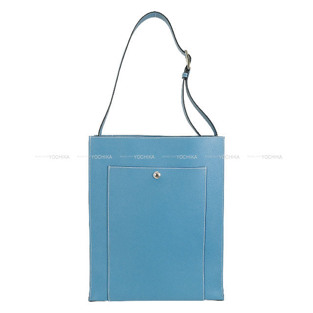 HERMES Shoulder bag Cabas New Bleu Jean Evercolor Silver HW Stamp W[EXCELLENT][Authentic]