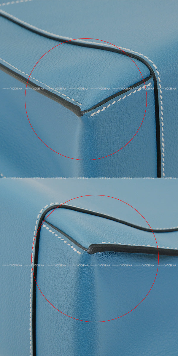HERMES Shoulder bag Cabas New Bleu Jean Evercolor Silver HW Stamp W[EXCELLENT][Authentic]