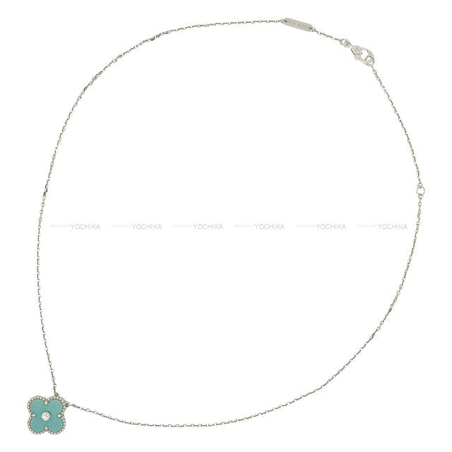 [Pre-loved] 2022 Holiday Collection Van Cleef & Arpels necklace Vintage Alhambra Pendant K18WG/Diamond/Celadon Green VCARP9RU00[LIKE NEW][Authentic]