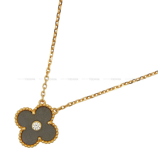 [Pre-loved] 2023 Holiday Collection Van Cleef & Arpels necklace Vintage Alhambra Pendant K18PG/Diamond/Obsidian VCARP9T000[LIKE NEW][Authentic]
