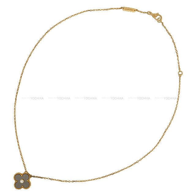 [Pre-loved] 2023 Holiday Collection Van Cleef & Arpels necklace Vintage Alhambra Pendant K18PG/Diamond/Obsidian VCARP9T000[LIKE NEW][Authentic]
