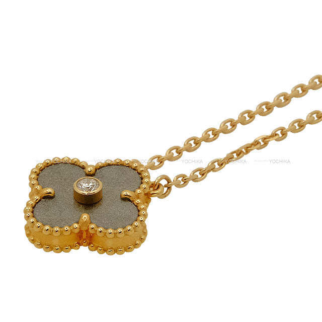 [Pre-loved] 2023 Holiday Collection Van Cleef & Arpels necklace Vintage Alhambra Pendant K18PG/Diamond/Obsidian VCARP9T000[LIKE NEW][Authentic]