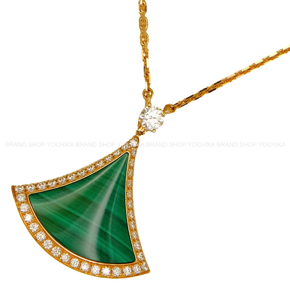 BVLGARI necklace Diva Dream Pink Gold/Green K18PG/Malachite/Pave Diamonds[EXCELLENT][Authentic]