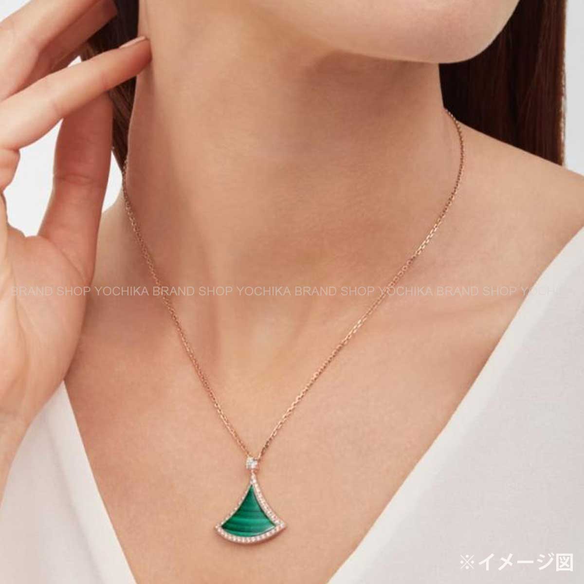 BVLGARI necklace Diva Dream Pink Gold/Green K18PG/Malachite/Pave Diamonds[EXCELLENT][Authentic]