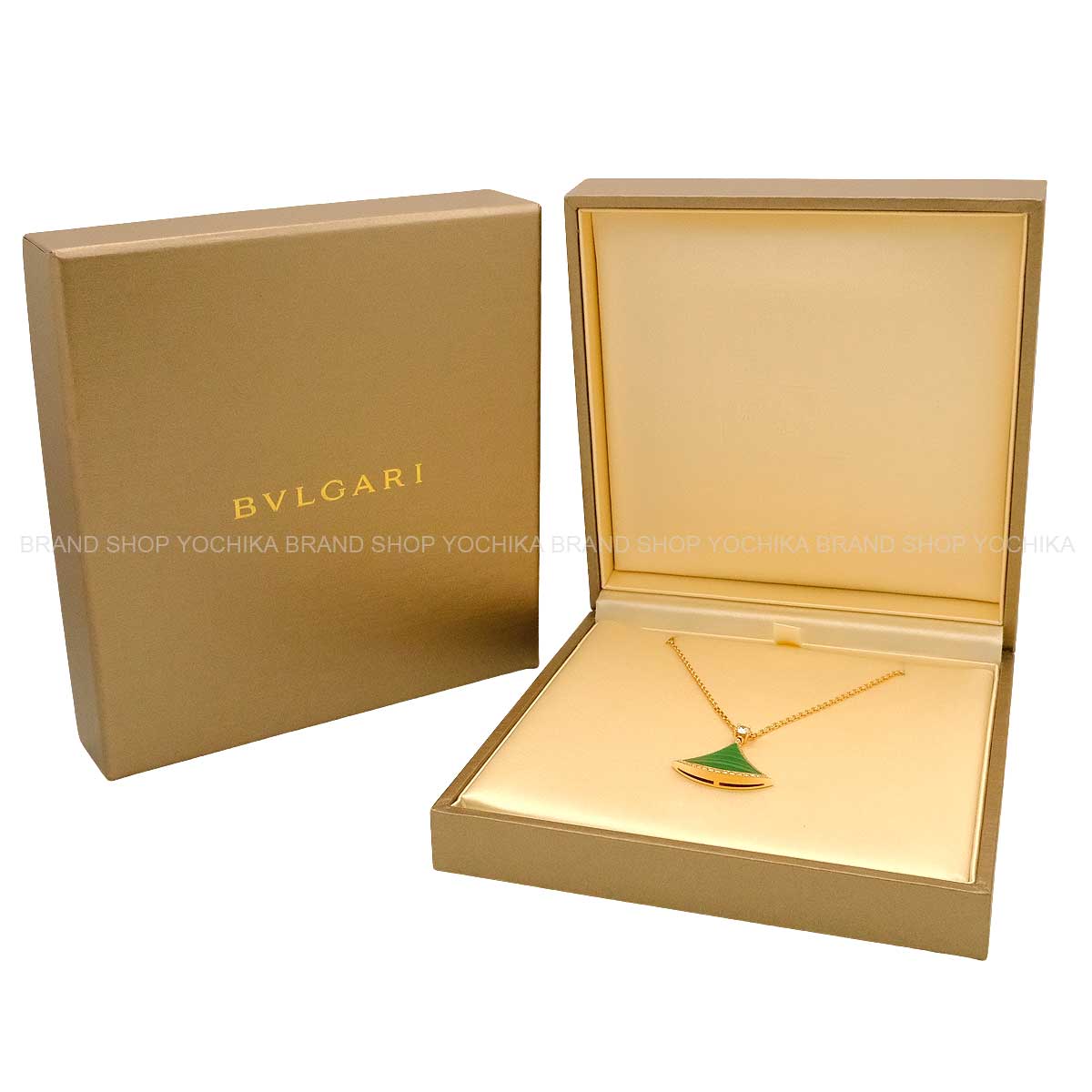 BVLGARI necklace Diva DreamPink Gold/Green K18PG/Malachite/Pave Diamonds[EXCELLENT][Authentic]