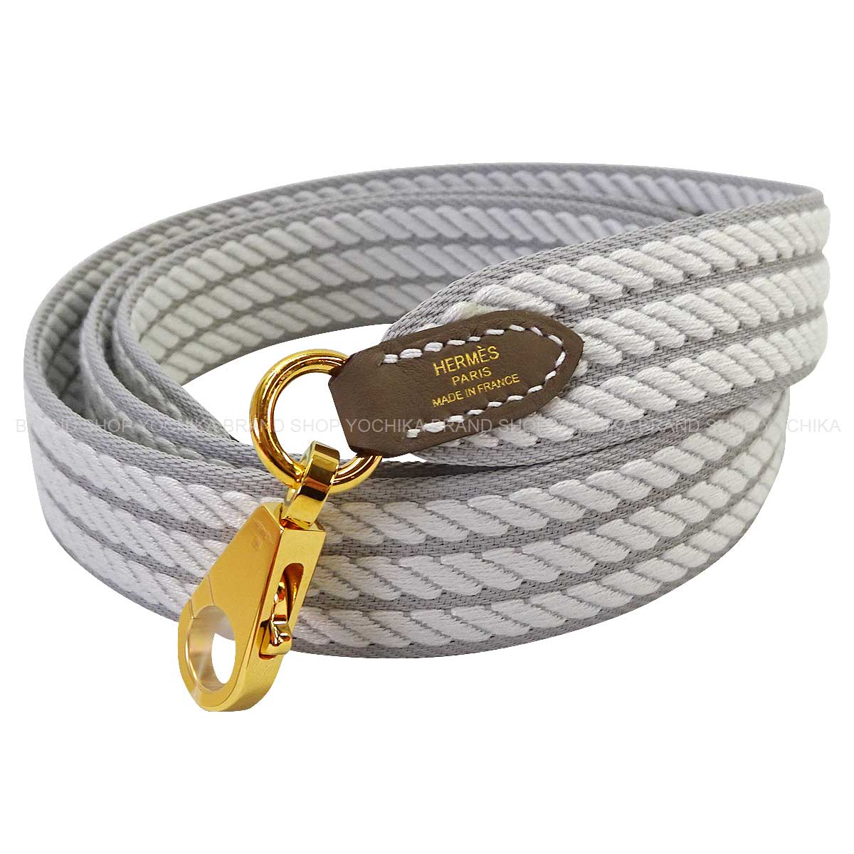 HERMES Handbag Bandouliere 25mm 105cm Sangles Cordage Gris Perle/Etoupe Toile/Veau Swift Gold HW Stamp W[BRAND NEW][Authentic]