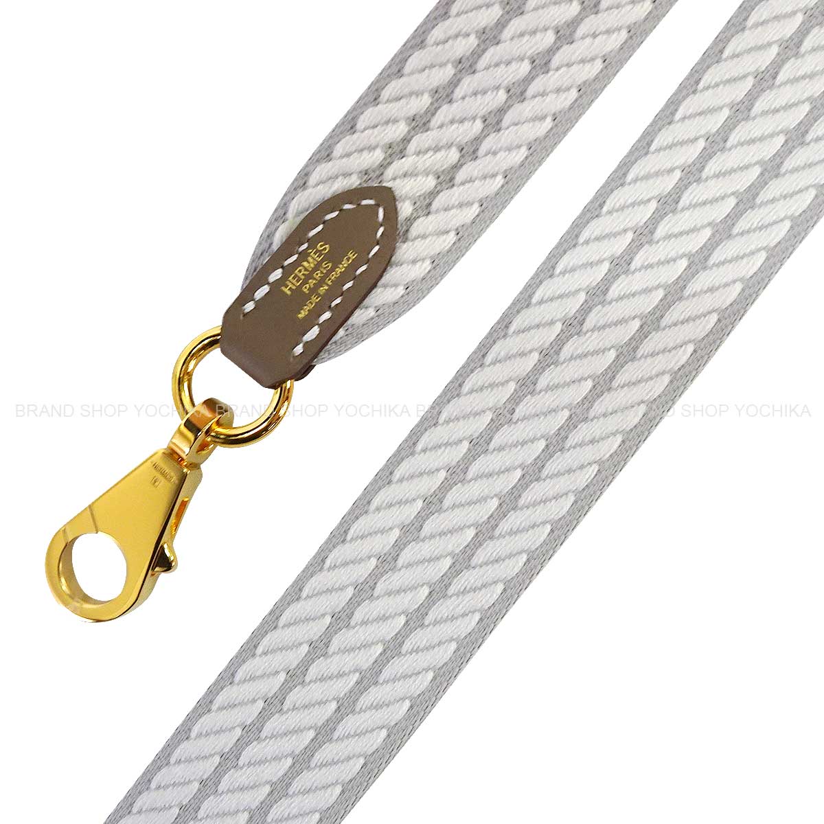 HERMES Handbag Bandouliere 25mm 105cm Sangles Cordage Gris Perle/Etoupe Toile/Veau Swift Gold HW Stamp W[BRAND NEW][Authentic]