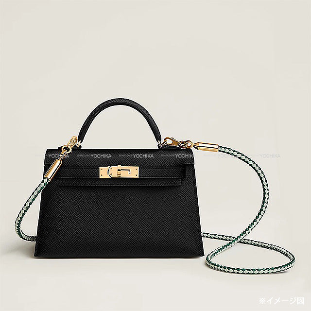 2026 HERMES shoulder strap Villevolte for Mini Noir (Black)/Ardoise Veau Swift Gold HW[BRAND NEW][Authentic]