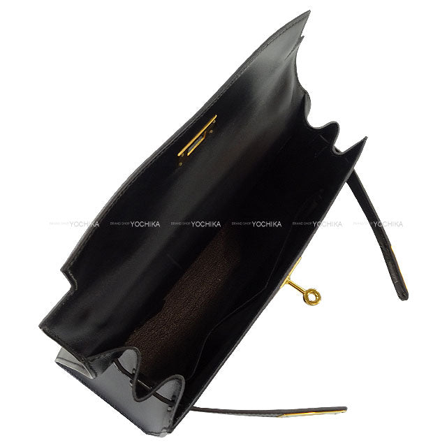 [Pre-loved] HERMES Shoulder bag Kelly28 Sellier Studs Noir (Black) Box Calf Gold HW Stamp 〇Z[LIKE NEW][Authentic]